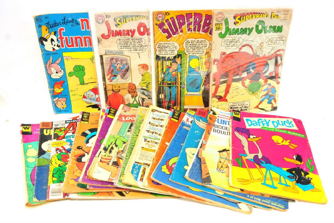 36 Vintage 10Cent/15Cent Comic Books: Superboy, Superman's Pal, Walt Disney, Looney Toons, Tom and Jerry
