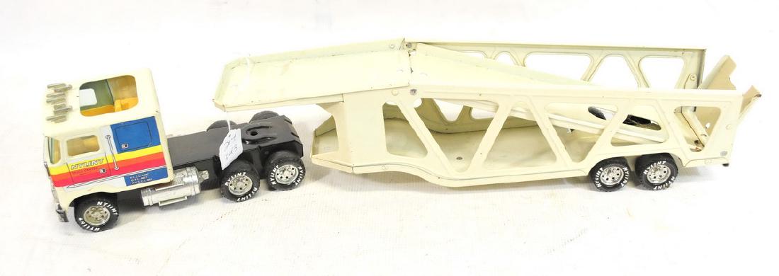 Estate Toys/Cars/Nylint Truck: Nylint Car Carrier, Pat The Patriot Doll, Small Cars and Trucks, Central Maine Power Truck, Hot Wheels Track and more