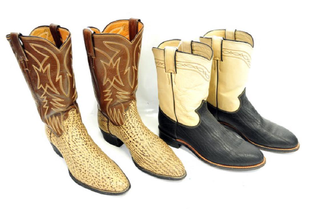 5 Pairs western boots by Justin made in USA: Sizes 9 1/2 b, d, used