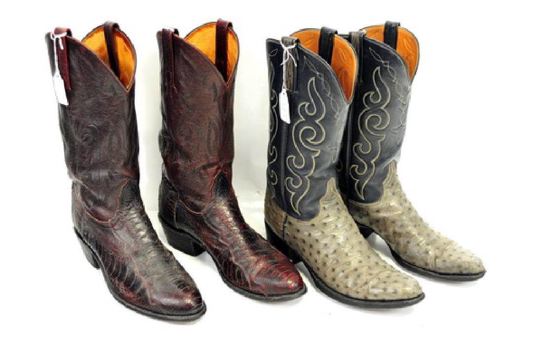 4 Pairs western boots by Lucchese made in USA: Handmade, Sizes 9 1/2 b, c , d used