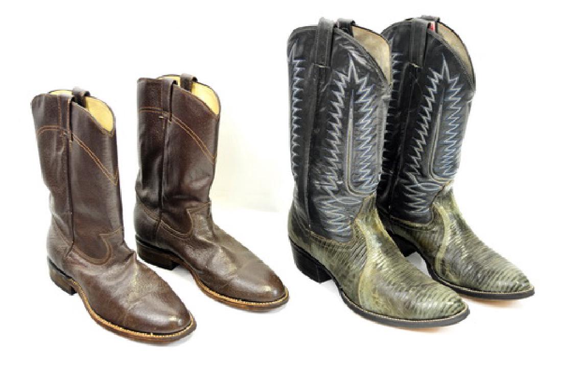 3 Pairs of western boots by Cowtown made in Mexico: Sizes 9 1/2 D, 10 D, 10 1/2 D used