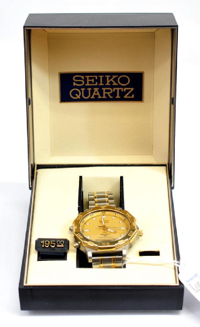 Seiko Sports 150: Quartz movement. Case is made of stainless steel. Face is Approx 39mm. Used condition. Includes original box. Needs Battery. Model # H601 8050