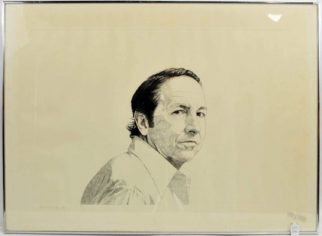Stipple Etching By Theo Wujcik Portrait: Of American Artist Robert Rauschenberg, pencil signed #30/42 1977, measures 42x31