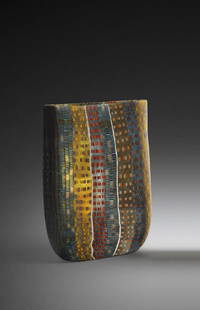 Giles Bettison Vista #103 Art Glass Habatat Vessel: Giles Bettison (Australia), Vista #103, 2001. 9 x 6.5 x 2â€. This is the first time we have ever feature a vessel by this Australian artist at auction. He is greatly admired for his work with canes