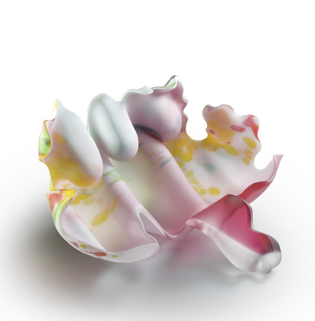 Marvin Lipofsky Flowers 5 Art Glass Habatat Colorful: Marvin Lipofsky (USA), Czech Flowers #5, 1998. 10 x 19â€. (Two Views of same piece) An important artist to the history of international glass who passed away in 2015. This sculpture is readily iden