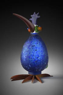 Borowski Edition Blue Gonzo Habatat Art Glass: Borowski Studio Edition (Germany), Blue Gonzo Bird, 2005. 16 x 9 x 11 inches. Masters of the whimsical the Borowski Studio has interpreted a variety of animals. Each sculpture in this production serie