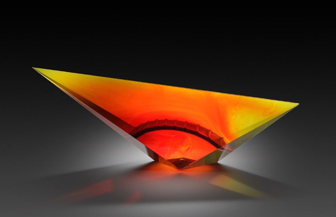 Mark Peiser Innerspace, 1986. Art Cast Glass Habatat: Mark Peiser (USA), Innerspace Series Bridges, 1986â€. 7.75 x 19 x 2.5 inches. Another legendary artist working with glass, this sculpture is in color, form and composition one of his best from the