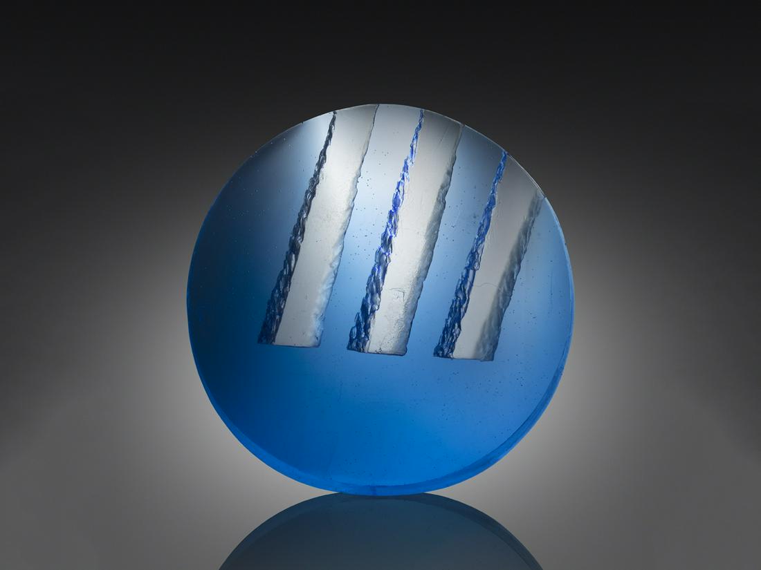 Zora Palova Bridge Circle 2000 Art Glass Habatat: Zora Palova, (Czech Republic), Bridge Circle, 2000, 27 x 27 x 4 inches. Bridge Circle was a highly publicized sculpture created by the most noted Slovakian artist using glass. This particular sculptur