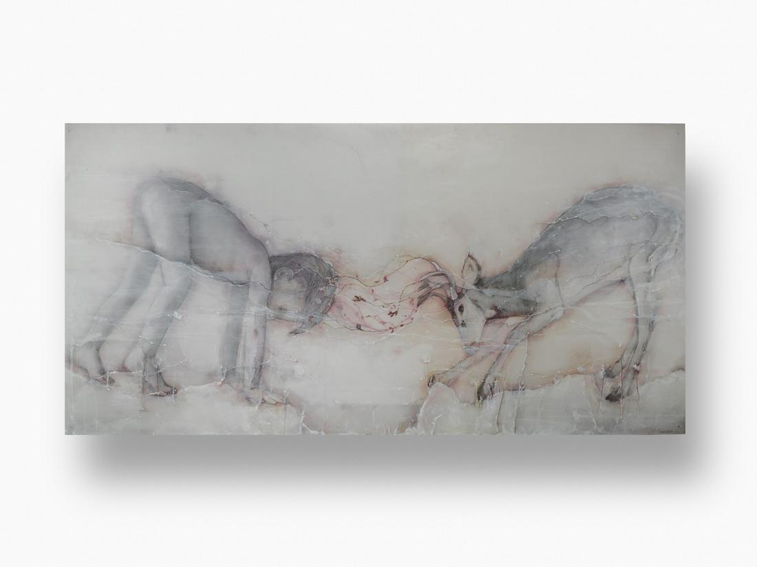 Sibylle Peretti Boy With A Deer 2009 Art Glass Habatat: Sibylle Peretti, (Germany), Boy with a Deer, 2009, 29 x 64 x 1 inches. A compelling example of Perettiâ€™s ongoing efforts to create unity between humanity and nature. Here, the vulnerability of