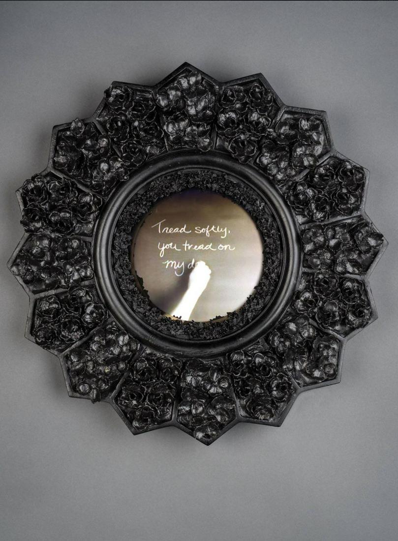 Tim Tate Tread Softly Digital Art 16 inches Art Habatat: Tim Tate (USA), Tread Softly, You Tread on my Dreams, 2015. 16 x 16 x 1 inches. A mixed media digital frame of a hand writing a statement and then unwriting it. A powerful example of this artists seri