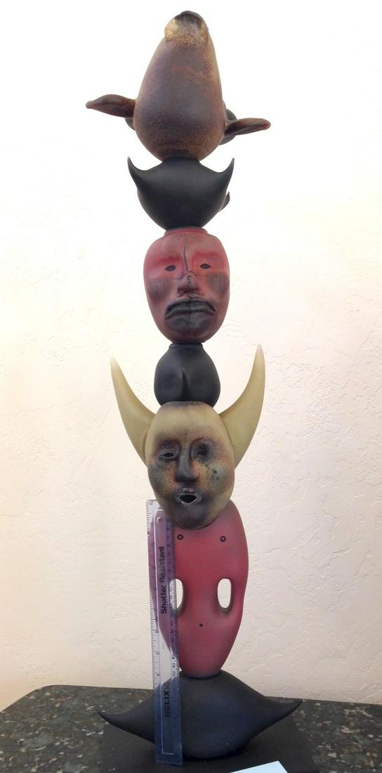 Ira Lujan Totem Art Glass Habatat: Ira Lujan (USA), Totem Circa 2000. Dimensions inches. A new Mexico based glass artist and studend of Tony Jojola. Highly influences with ancient techniques of glass blowing. Heavily influenced by ever