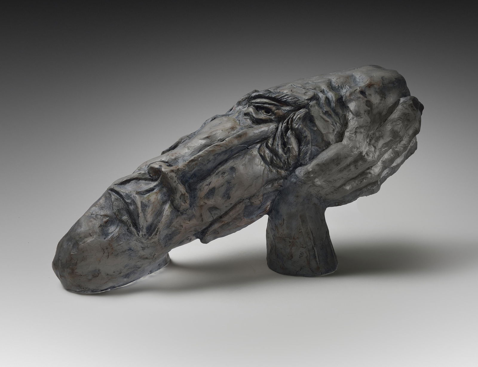 Leah Wingfield Big Worry Head Art Glass Habatat: Leah Wingfield (USA), Big Worry Head, 2005. 10 x 18 x 9 inches. A humorous fantasy like sculpture of this series. A cast glass and painted freestanding sculpture. Leah Wingfield is still working today