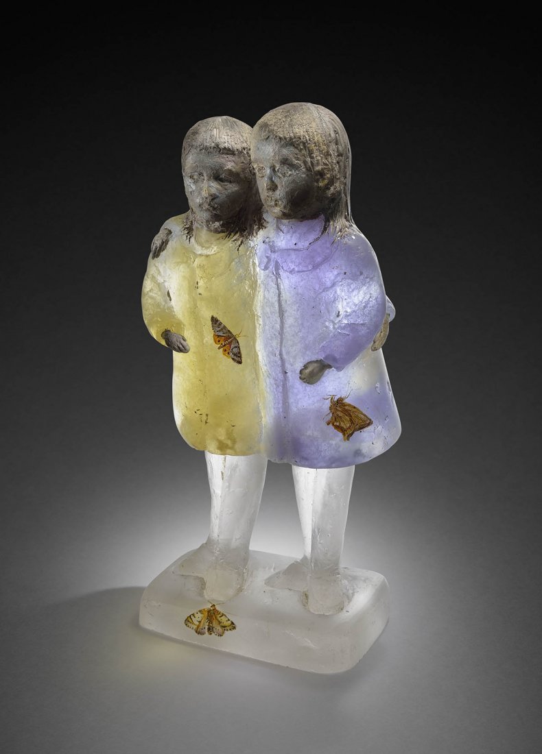 Christina Bothwell Twins 2017 Art Glass Habatat: Christina Bothwell, (USA), Twins 2007. 15 x 8 x 4 inches. A touching cast glass homage to the artists daughters. Each work is hand painted exploring the world of childhood. From a private collection. 