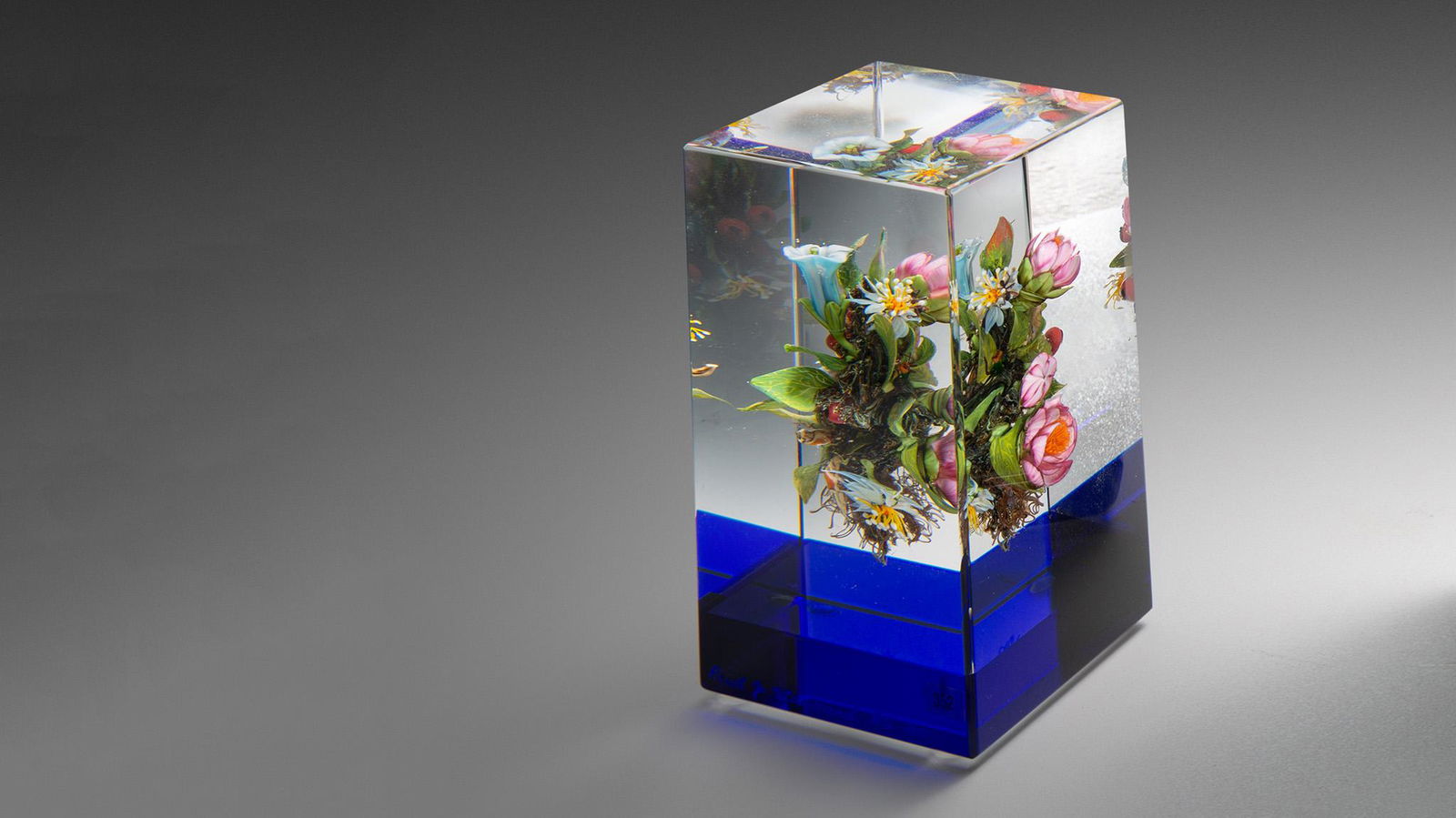 Paul Stankard Earth Spirit Cube Paperweight Habatat (1 of 2)