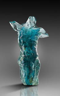 Martin Blank Still Torso Art Glass Habatat: 360 video: https://www.youtube.com/watch?v=0TW-nWWoHVI Martin Blank (USA), Still, 1995. 23.25 x 14 x 7.5 inches. A rare large freestanding torso by the Seattle based artist. This form is one he is