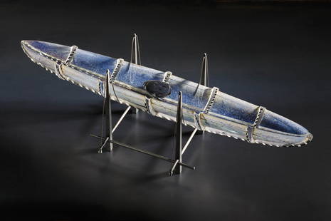 Bertil Vallien BE 16-94 Boat Art Glass Habatat: Bertil Vallien (Sweden), BE 16-94, circa 1994. 7 x 21 x 8 inches. The iconic boat form which is one of the most well-known by the artist. This unique work appears almost as if it is a relic from
