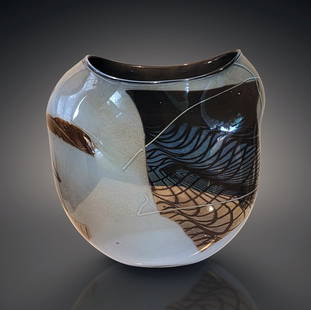 William Morris Shard Vessel Art Glass Habatat: William Morris (USA), Shard Vessel, circa 1980. 10 x 10 x 4 inches. A blown glass vessel with shard pickups by the legendary artist. This series offers some of the best investment opportunity in the c