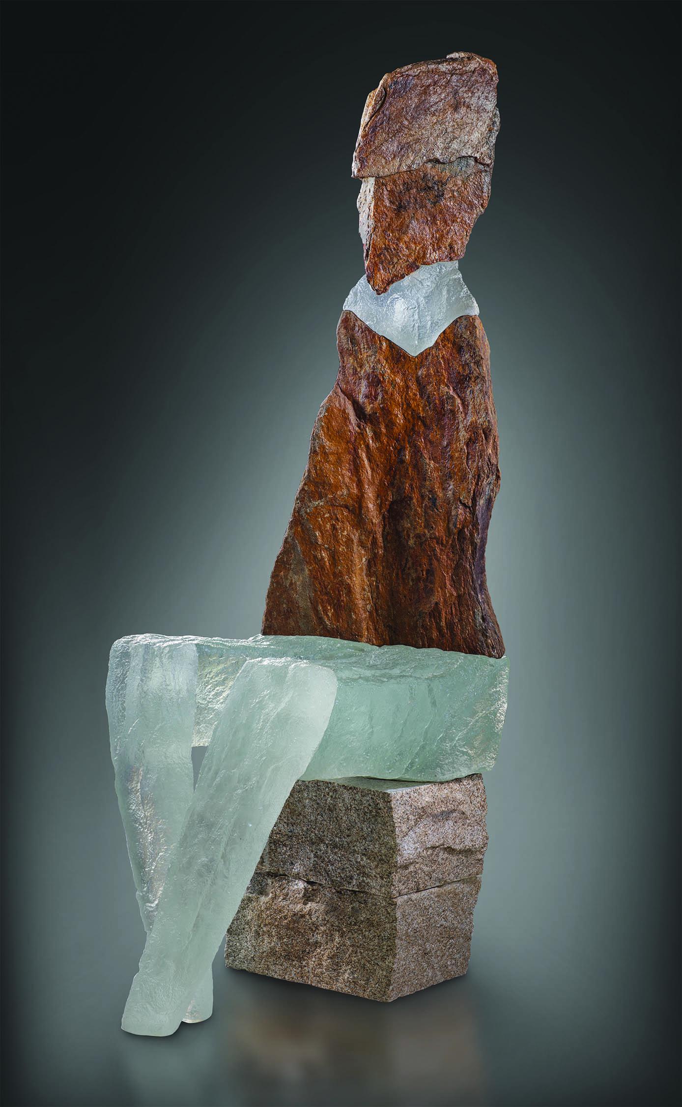 Thomas Scoon Watchin Sculpture Art Glass Habatat: Thomas Scoon (USA), Watching Over #2 446, 1999. 57 x 17 x 29 inches. A large glass and mixed media. Acquired from Marx Saunders Gallery (IL). From a private collection.