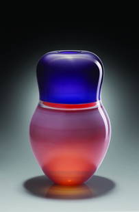 Sonja Blomdahl Large Incalmo Vase Art Glass Habatat: Sonja Blomdahl (USA), Large Incalmo Vase B8392, circa 2002. 15 x 8 x 8 inches. This rare to auction blown glass vessel is a masterpiece of color and technique. From a private collection. Signed by