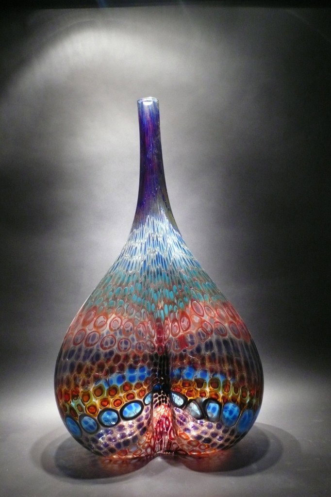Stephen Powell: Blown glass murrini, signed and dated by artist ARTIST: Stephen Powell YEAR: 1990 SIZE: 36.5 x 22 x 12 Studio glass art contemporary art glass