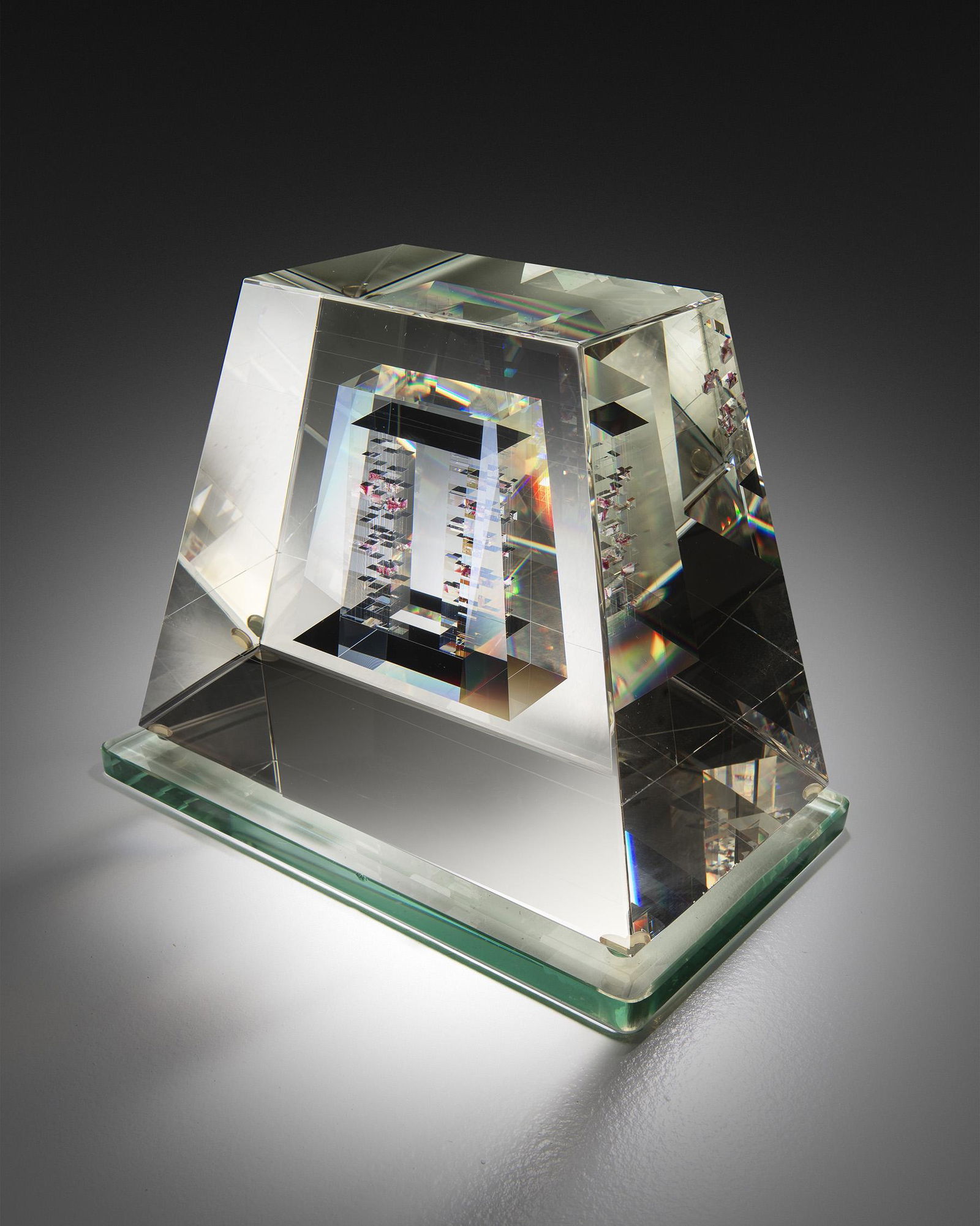 John Kuhn Double Disco Column 1989 Art Glass Habatat (1 of 1)