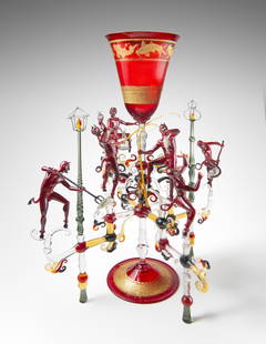 Lucio Bubacco Diaboli Rossi 2000 Art Glass Habatat: Lucio Bubacco (Italy), Diaboli Rossi, 2000. 15.75 x 13.25 x 11 inches. Considered to be one of the best flame workers in the world. Acquired from Habatat (MI). From a private collection. Signed by