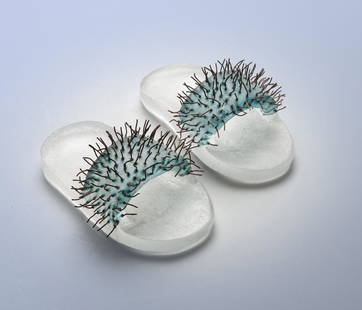 Silvia Levenson Beauty Art Glass Sandels Habatat: Silvia Levenson, Beauty, 2001. 2.5 x 7.5 x 6 inches. The artist She explore daily interpersonal relationships through installations and objects that state firmly what is usually felt or whispered. Her