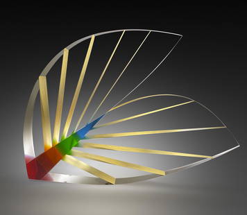 Pavel Hlava Leaf Art Glass Habatat Colorful: Pavel Hlava (Czech Republic), Leaf, circa 2000. 16 x 22 x 3 inches. Pavel Hlava, who is considered one of the great Czech artists, created this sculpture later in his life. The leaf has organic imager