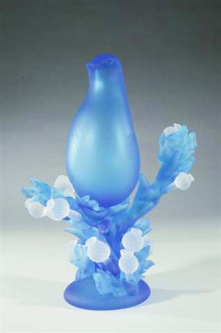 Richard Jolley "Aqua Dove with crystal thistle II": Artist: Richard Jolley Year: 2009 Size: 14.25 x 10.75 x 8 hotsculpted blue bird with crystal prunts for more images please contact Corey@Habatat.com