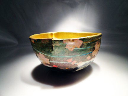 Bennett Bean "Ceramic Bowl": Artist: Bennett Bean Size: 3 x 5 x 5 ceramic and plated interior with bean marking on bottom of pinch pot for more images please contact Corey@Habatat.com