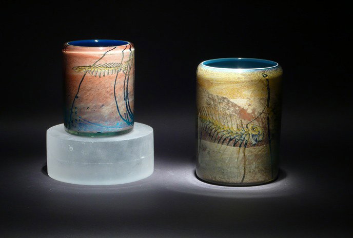 Brent Kee Young "2 blown cylidners": Artist: Brent Kee Young 2 blown glass cylinders