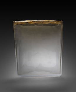 Laura De Santillana Gold Lipped Sculpture Art Glass: Laura De Santillana (Italy,) Gold Lipped Sculpture, 2000. 18 x 15.25 x 2 inches. A blown glass sculpture by this important artist who has work on display in the Corning Museum of Glass, the Seattle