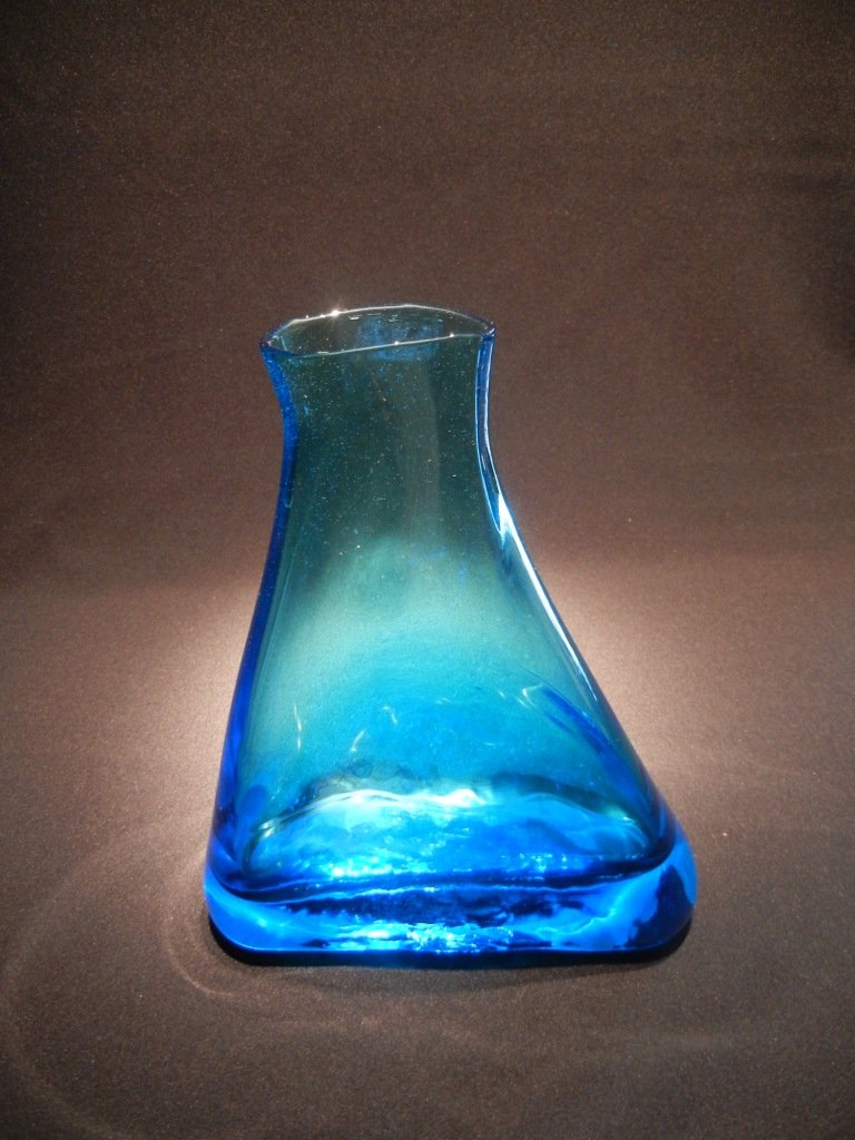 Dominick Labino 'Untitled' blue vase: Blown blue glass vase*CURRENTLY BEING EXHIBITED AT THE DENNOS MUSEUM in TRAVERSE CITY, MI THE PIECE WILL BE AVAILABLE WHEN THE EXHIBITION ENDS (16th of SEPTEMBER 2012)