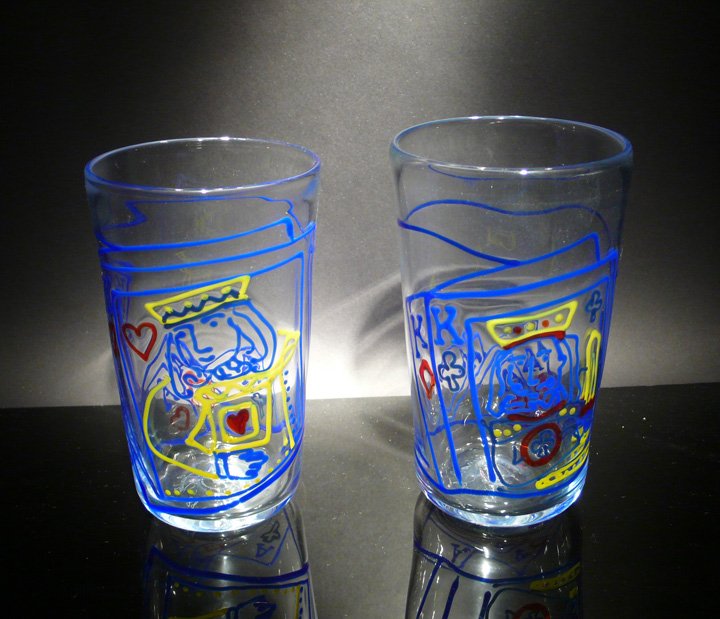 Richard Jolley 'Untitled' two tumblers: Blown glass tumblers ( - 2 - ) signed by the artist