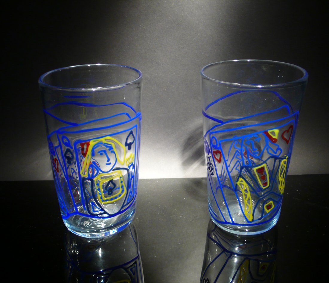 Richard Jolley 'Untitled' queen tumblers: Blown glass tumblers ( - 2 - )