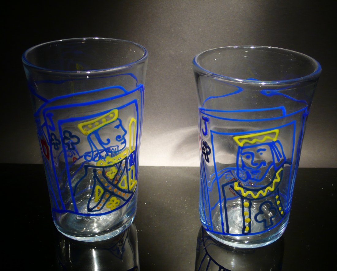 Richard Jolley 'Untitled' jack tumblers: Blown glass tumblers ( - 2 - )