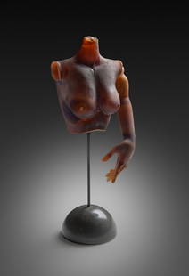 Ross Richmond Torso Art Glass 17 inches: Ross Richmond (USA), Torso, circa 1998. 17 x 7.75 x 5.25 inches. A early hot sculpted sculpture by the Seattle based artist. Acquired from the Riley Gallery (OH). From a private collection.