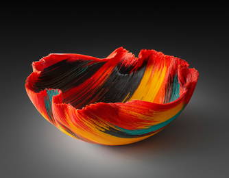 Toots Zynsky Birds of Paradise Art Glass Vessel