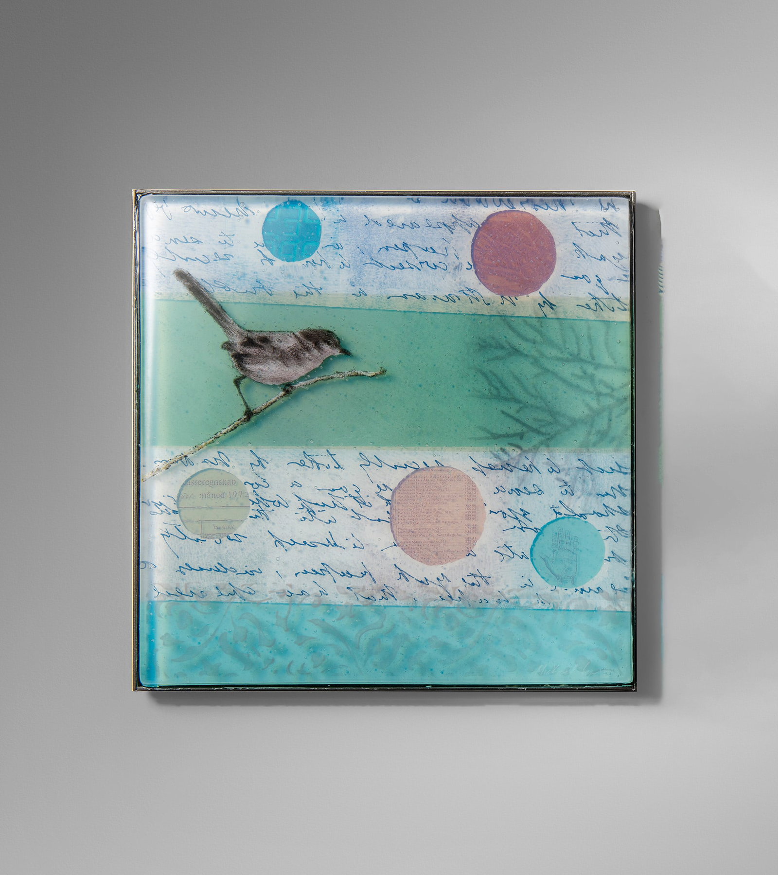 Michael Janis Bright Air in the Morning Art Glass Panel: Michael Janis (USA), Bright Air in the Morning, 2011. 12 x 12 x 1 inches. One of two matching fused glass panels by the DC-based artist. His artworks have been increasingly popular in collections both