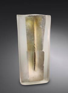 Laura de Santillana Golden Tower Art Glass: Laura De Santillana Golden Tower, circa 2000. 20 x 9 x 2.5 inches. A blown glass sculpture by this important artist who has work on display in the Corning Museum of Glass, the Seattle Art Museum, and