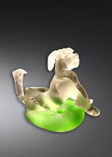 Richard Jolley Crystal Dog Art Glass Green: Richard Jolley (USA), Crystal Dog, 6.5 x 6 x 9 inches. A fun hot sculpted canine created by one of the most talented hot sculptures working today.