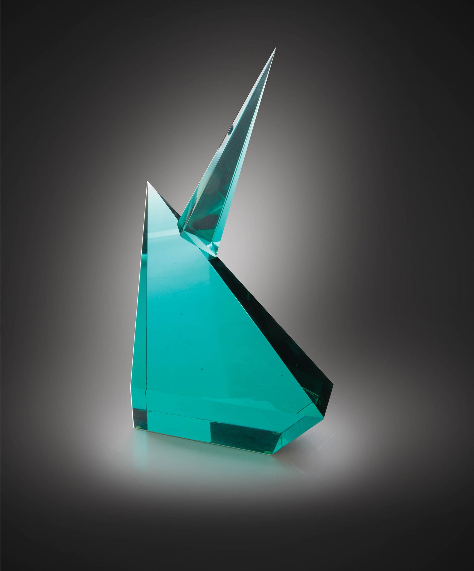 Unknown artist Optical Glass Sculpture Blue Green (1 of 1)