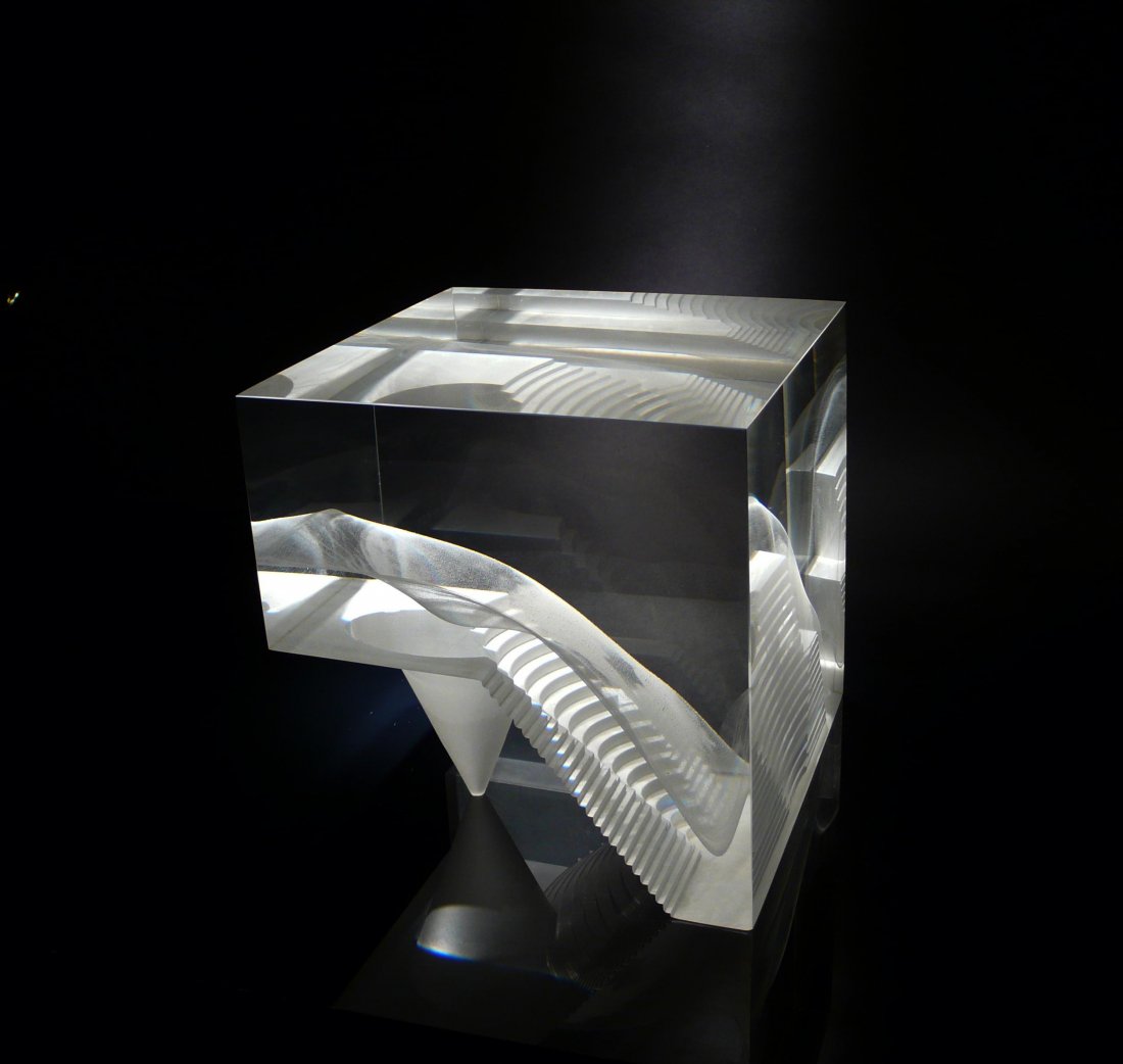 Steven Weinberg, Glass Art: Cast glass, 780804, 1980 8.25 x 8 x 8.25"