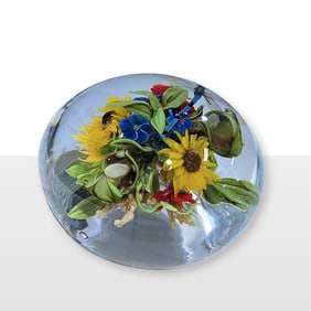 Paul Stankard Dragonfly and Earth Spirit Paperweight Art Glass Sculpture