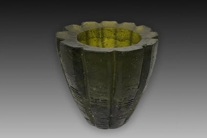 John Wood Green Cast Vessel Art Glass