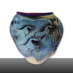 William Morris Petroglyph Vessel Gold Art Glass