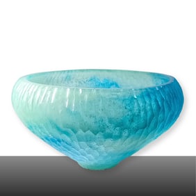 Richard Mohl Blue Cast Vessel Art Glass