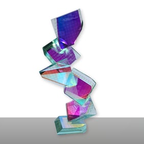 Toland Sand Abstract Tower Art Glass Sculpture