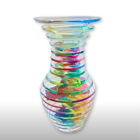 Sidney Hutter Colorful Vessel #27 Art Glass Sculpture