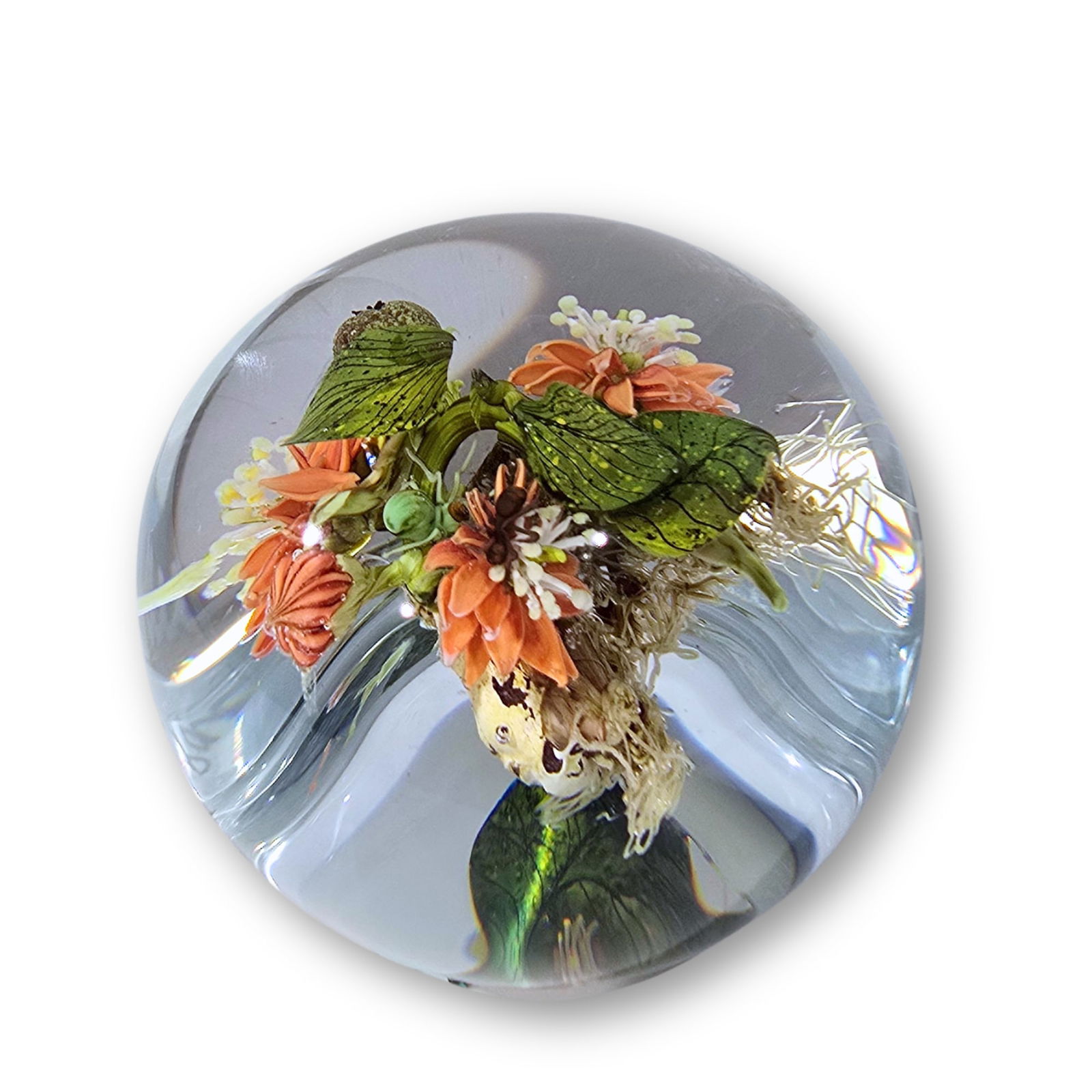 Paul Stankard Botanical Inset & Mask Paperweight 368 Art Glass - 3